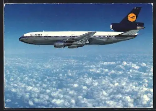 AK Lufthansa McDonnell Douglas DC 10 Flugzeug über den Wolken