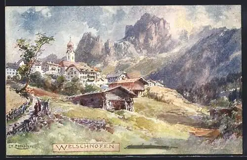 Künstler-Lithographie Edward Theodore Compton: Welschnhofen