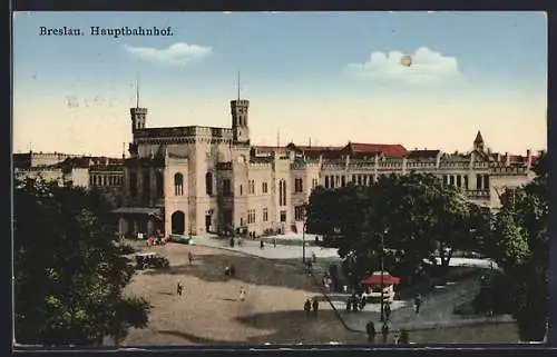 AK Breslau, Hauptbahnhof aus der Vogelschau