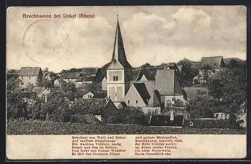AK Bruchhausen / Unkel, Ortsansicht mit Kirche