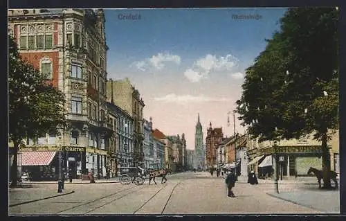 AK Crefeld, Blick in die Rheinstrasse