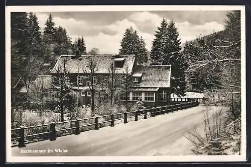 AK Hagen / Westfalen, Gasthaus Reckhammer von Ww. Karl Kretzschmar im Winter