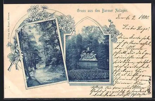 AK Barmen, Barmer Anlagen, Brunnen, Wegpartie