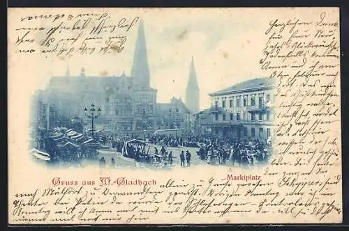 AK M.-Gladbach, Blick auf den Marktplatz