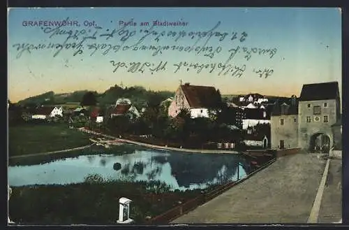 AK Grafenwöhr /Opf., Partie am Stadtweiher