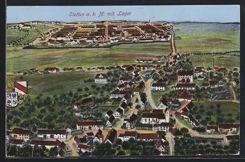 AK Stetten a. k. M., Ortsansicht mit Lager