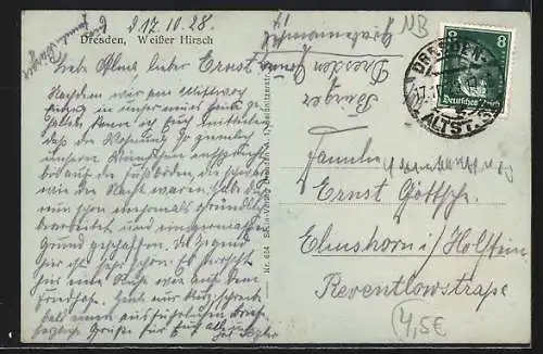 AK Dresden, Weisser Hirsch, Strassenpartie mit Bäumen