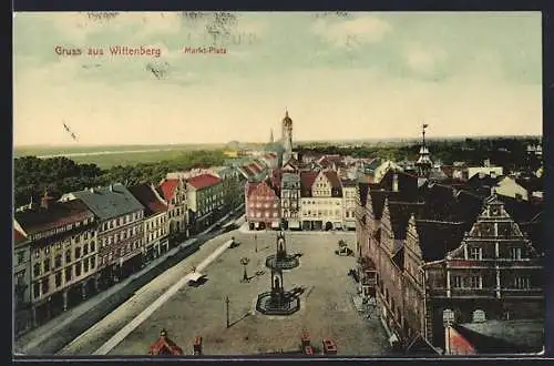 AK Wittenberg / Elbe, Markt-Platz mit Denkmälern