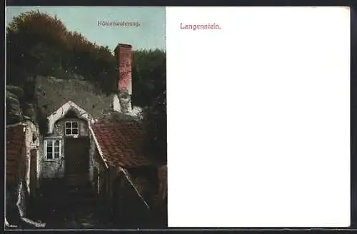 AK Langenstein / Harz, Eingang zur Höhlenwohnung