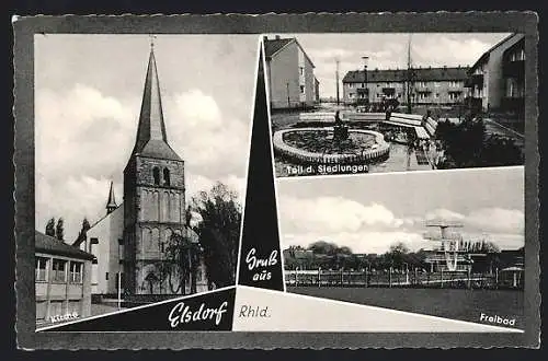 AK Elsdorf / Hambach, Freibad, Kirche, Teil der Siedlungen
