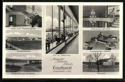 AK Lindhorst / Schaumburg, Magister Nothold-Schule, Gesamtansicht, Innenansichten