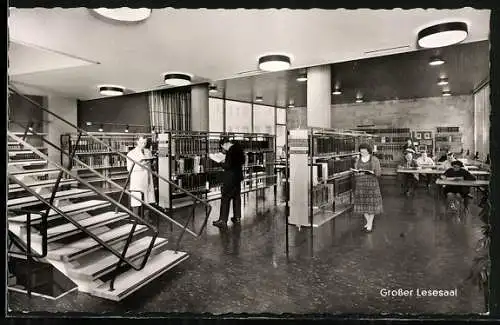 AK Dortmund, Stadt- u. Landesbibliothek, Hansaplatz, Grosser Lesesaal