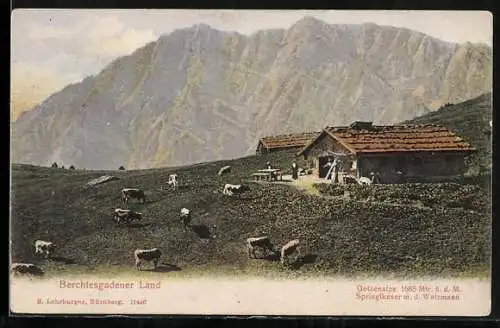 AK Berchtesgaden, Gasthaus Gotzenalpe, Springlkaser m. d. Watzmann