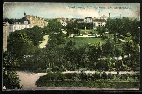 AK Frankenberg / Sachsen, Friedenspark m. Siegesdenkmal