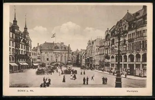 AK Bonn a. Rh., Marktplatz mit Rathaus