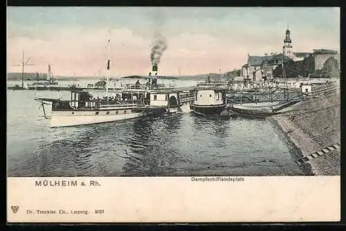 AK Mülheim a. Rh., Dampfschifflandeplatz, Panorama