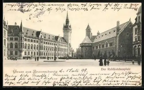 AK Braunschweig, Ruhfäutchenplatz mit Turmgebäuden