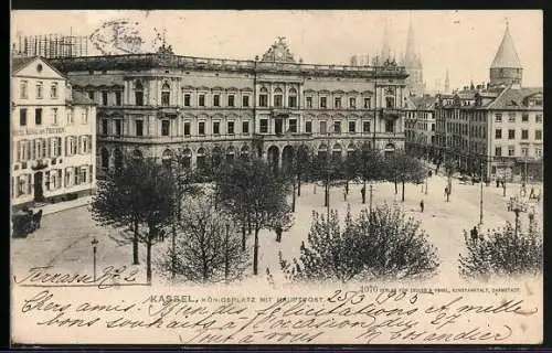 AK Kassel, am Königsplatz mit Hauptpost