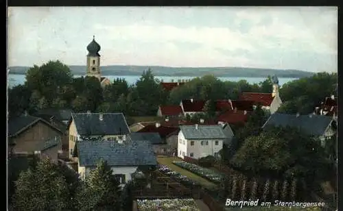 AK Bernried / Starnberger See, Blick über die Dächer der Stadt auf den See
