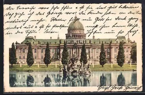 AK Potsdam, Stadtschloss mit Neptunteich