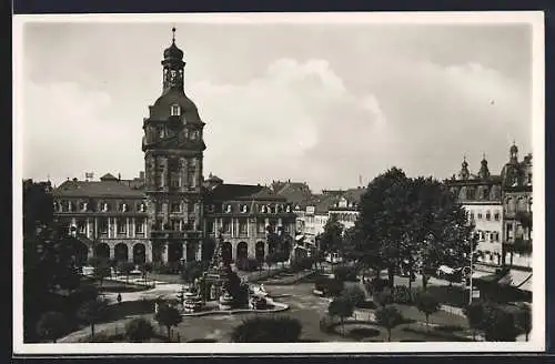 AK Mannheim, Paradeplatz und Rathaus