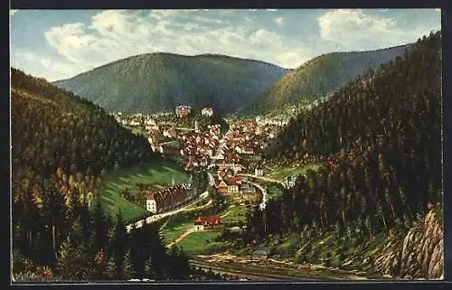 Künstler-AK Triberg, Ort vom Hohnen aus gesehen