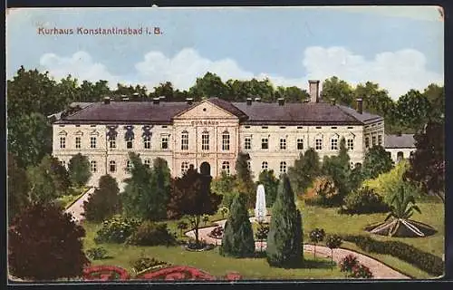 AK Konstantinovy Lazne - Konstantinsbad i. B., Kurhaus mit Parkanlagen