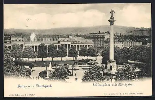 AK Stuttgart, Schlossplatz mit Königsbau