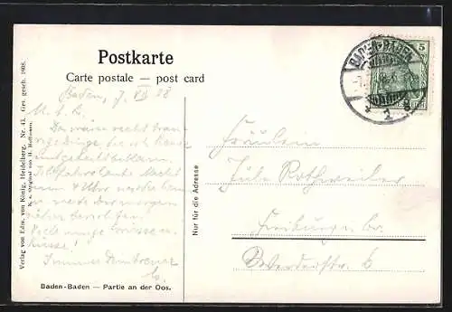 Künstler-AK Baden-Baden, Partie an der Oos