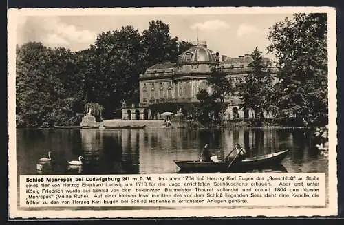 AK Ludwigsburg, Schloss Monrepos mit Schwanenteich