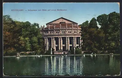 AK Stuttgart, Anlagensee mit Blick auf neues Hoftheater