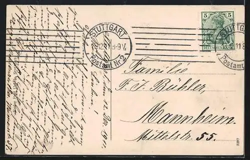 AK Stuttgart, Anlagensee mit Blick auf neues Hoftheater