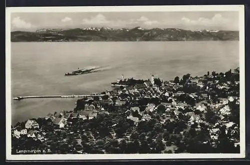 AK Langenargen a. B., Ortsansicht mit Blick auf den Bodensee