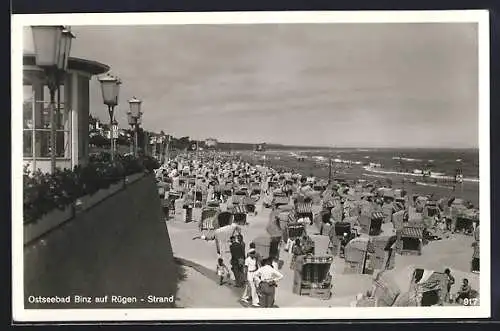AK Binz auf Rügen, Strand mit Badegästen