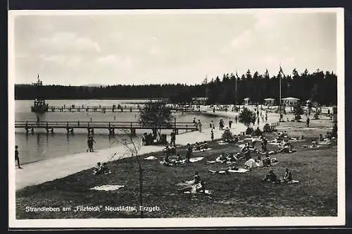 AK Schneeberg-Neustädtel, Strandleben am Filzteich