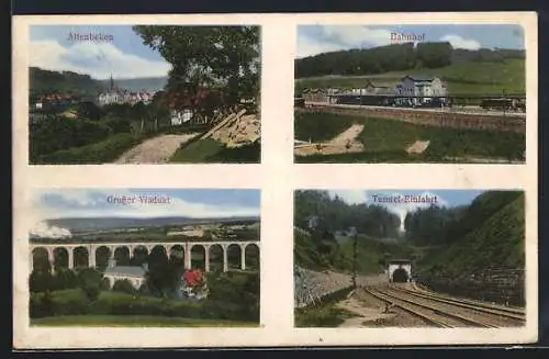 AK Altenbeken, Grosser Viadukt, Bahnhof u. Tunnel-Einfahrt