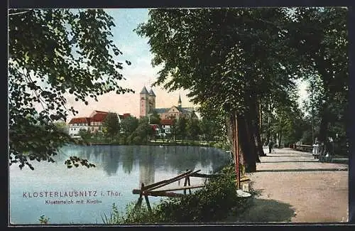 AK Bad Klosterlausnitz, Klosterteich mit Kirche