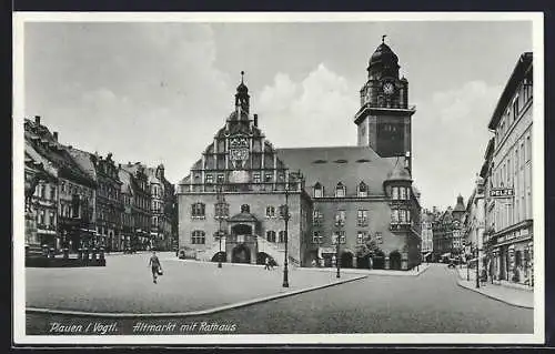 AK Plauen / Vogtland, Altmarkt mit Rathaus