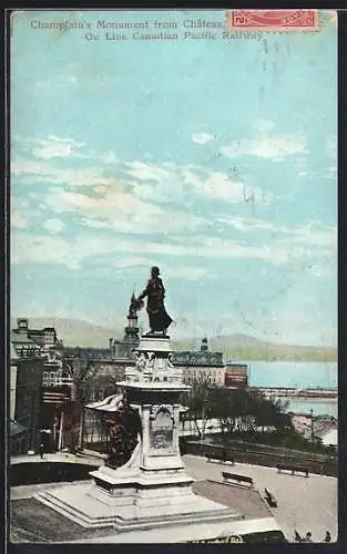 AK Quebec, Champlain`s Monument, On Line Canadian Pacific Railway