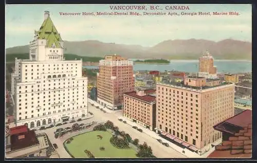 AK Vancouver, B. C., Vancouver-Hotel, Medical-Dental Bldg., Devonshire Apts., Georgia Hotel, Marine Bldg.