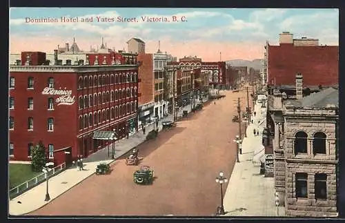 AK Victoria /B. C., Dominion Hotel and Yates Street