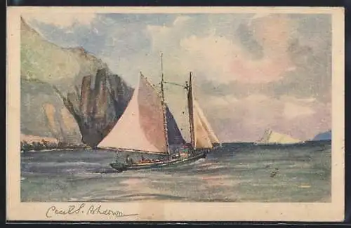 Künstler-AK Newfoundland, Off Newfoundland