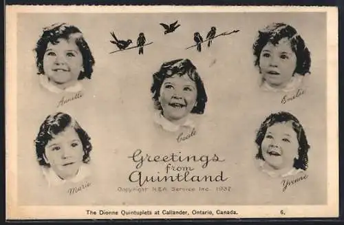 AK Callander /Ontario, The Dionne Quintuplets, Marie, Annette, Cecile