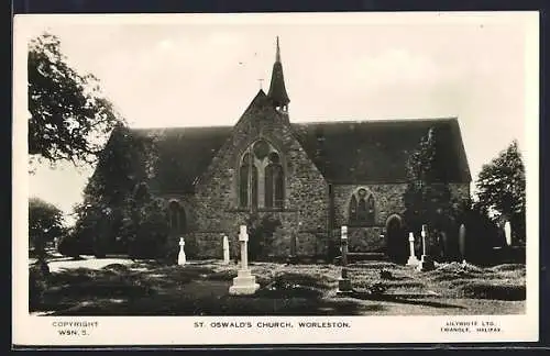 AK Worleston, St. Oswald`s Church, churd yard with gravestones