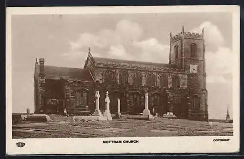 AK Mottram, The Church, gravestones in front