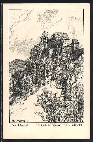 Künstler-AK Ubbelohde: Schloss auf einem Berg aus dem Buche Meine Heimat