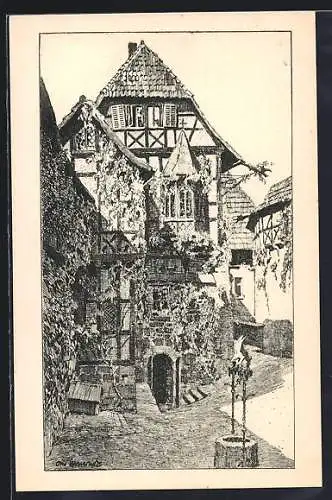 Künstler-AK Otto Ubbelohde: Wartburg, Der erste Hof