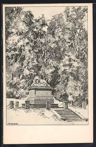 Künstler-AK Otto Ubbelohde: Cassel, Denkmal in der Au