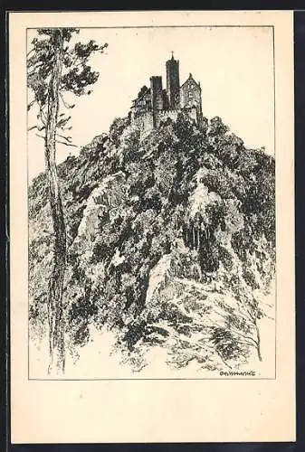 Künstler-AK Ubbelohde: Eisenach, Wartburg, Südansicht