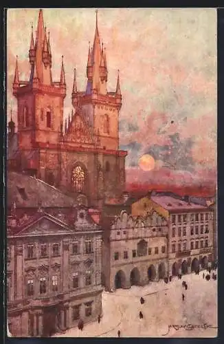 Künstler-AK Jaroslav Setelik: Praha, Staromestske nam